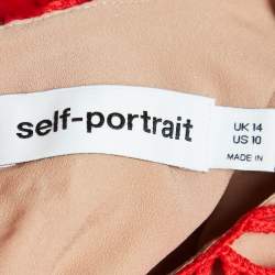 Self-Portrait Red Guipure Lace Midi Dress L