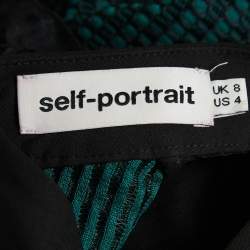 Self-Portrait Green Mesh Ruffle Detail Top S