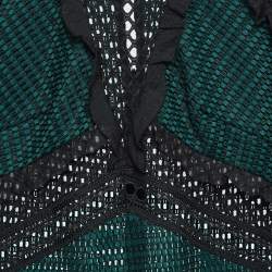 Self-Portrait Green Mesh Ruffle Detail Top S