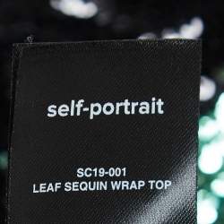 Pre Owned Self-Portrait Black/Green Sequin One-Shoulder Top M