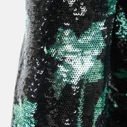 Pre Owned Self-Portrait Black/Green Sequin One-Shoulder Top M
