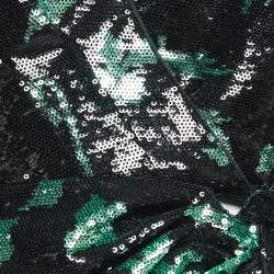 Pre Owned Self-Portrait Black/Green Sequin One-Shoulder Top M