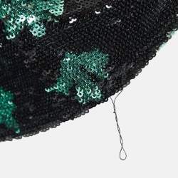 Pre Owned Self-Portrait Black/Green Sequin One-Shoulder Top M