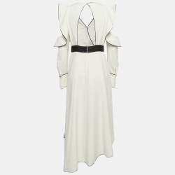 Pre Owned Self-Portrait White Viscose Blend Asymmetric Midi Dress M