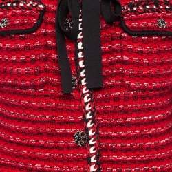 Self-Portrait Red Patterned Wool Blend Melange Knit Mini Dress L