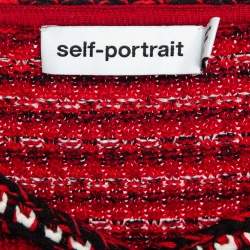Self-Portrait Red Patterned Wool Blend Melange Knit Mini Dress L