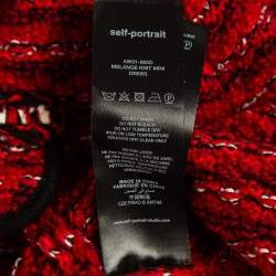Self-Portrait Red Patterned Wool Blend Melange Knit Mini Dress L