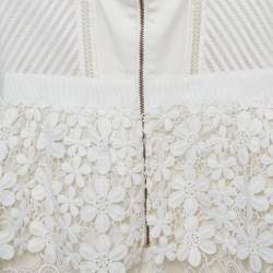 Pre Owned Self-Portrait White Lace Tiered Off-Shoulder Mini Dress S