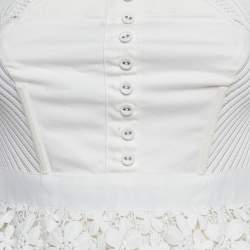 Pre Owned Self-Portrait White Lace Tiered Off-Shoulder Mini Dress S