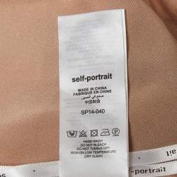 Pre Owned Self-Portrait Navy Blue/ White Crochet Knit Cut-Out Midi Dress M