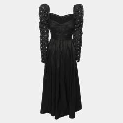 Pre Owned Self-Portrait Black Cluster Sequin Synthetic Taffeta Mini Dress M