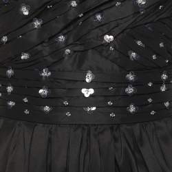 Pre Owned Self-Portrait Black Cluster Sequin Synthetic Taffeta Mini Dress M