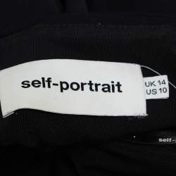 Pre Owned Self Portrait Black Crepe Cut-Out Ayelette Midi Dress L