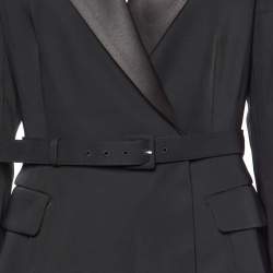 Self-Portrait Black Crepe & Chiffon Tailored Midi Dress L