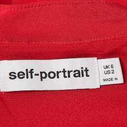 Self-Portrait Red Crepe Studded Bow Detail Mini Dress S