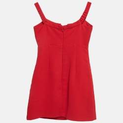 Self-Portrait Red Crepe Studded Bow Detail Mini Dress S