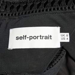 Pre Owned Self-Portrait Black Guipure Lace Paneled Sleeveless Midi Dress S