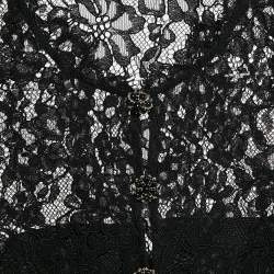 Self-Portrait Black Lace Flared Sleeve Button Front Crop Top S