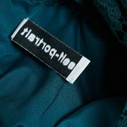 Pre Owned Self-Portrait Green Floral Lace Tiered Midi Dress M