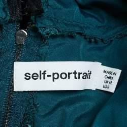 Pre Owned Self-Portrait Green Floral Lace Tiered Midi Dress M