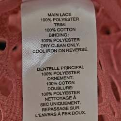 Pre Owned Self-Portrait Pink Guipure Lace One Shoulder Ruffled Top M