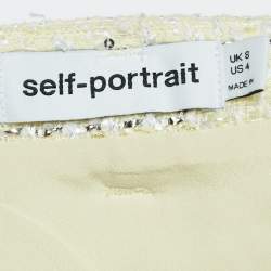 Pre Owned Self-Portrait Yellow Bouclé Belted Mini Wrap Skirt S
