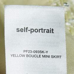Pre Owned Self-Portrait Yellow Bouclé Belted Mini Wrap Skirt S