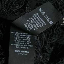 Pre Owned Self-Portrait Black Lace & Crepe Lace-Up Detail Blouse M