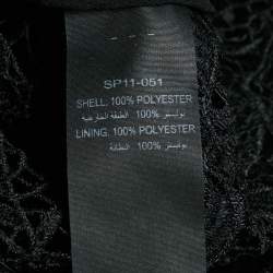 Pre Owned Self-Portrait Black Lace & Crepe Lace-Up Detail Blouse M