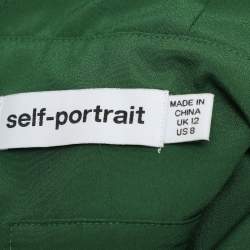 Pre Owned Self-Portrait Green Chiffon Fabric Maxi Dress M