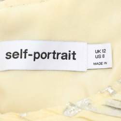 Pre Owned Self-Portrait Yellow Jacquard Fabric Belted Sleeveless Maxi Dress M