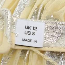 Pre Owned Self-Portrait Yellow Jacquard Fabric Belted Sleeveless Maxi Dress M