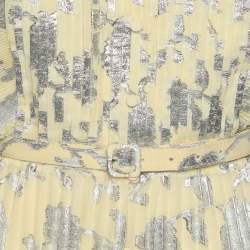 Pre Owned Self-Portrait Yellow Jacquard Fabric Belted Sleeveless Maxi Dress M