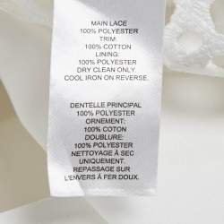 Pre Owned Self-Portrait White Guipure Lace Ruffled Midi Dress S