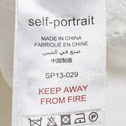 Pre Owned Self-Portrait White Guipure Lace Ruffled Midi Dress S