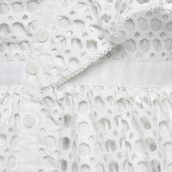 Pre Owned Self-Portrait White Guipure Lace Ruffled Midi Dress S