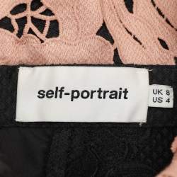 Pre Owned Self-Portrait Black Botanical Crest Jacquard Jumpsuit M