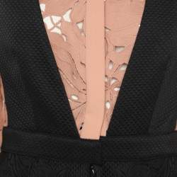 Pre Owned Self-Portrait Black Botanical Crest Jacquard Jumpsuit M