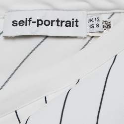 Self-Portrait Stripe Crepe Ruffled Asymmetric Top M
