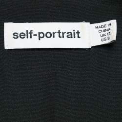 Pre Owned Self-Portrait Black Lace Trim Crepe Sleeveless Tailored Dress M