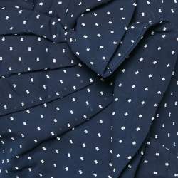 Pre Owned Self-Portrait Navy Blue Fil-Coupe Crepe Asymmetric Top M