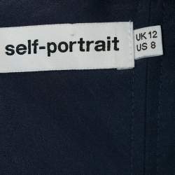 Pre Owned Self-Portrait Navy Blue Fil-Coupe Crepe Asymmetric Top M