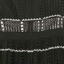 Pre Owned فستان ميدي سيلف بورتريت أسود دانتيل حلقات وحافة مموجة مقاس كبير - لارج