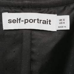 Self-Portrait Black Tweed Tailored Peplum Top S