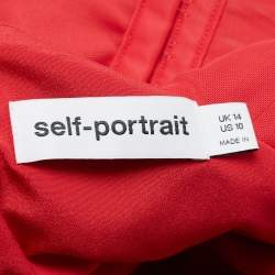 Pre Owned Self-Portrait Red Textured Crepe Diamante Detail Mini Dress L