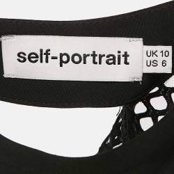 Self-Portrait Black Lace Ruffled Cold-Shoulder Top M