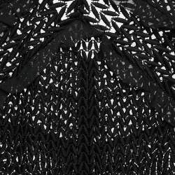 Self-Portrait Black Lace Ruffled Cold-Shoulder Top M
