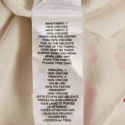Self-Portrait Cream Floral Print Satin Asymmetric Midi Skirt M