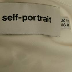 Pre Owned Self-Portrait White Star Pattern Lace Tiered Mini Dress M