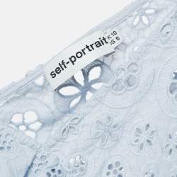 Self-Portrait Blue Schiffli Lace Ruffled Broderie Anglaise Top M